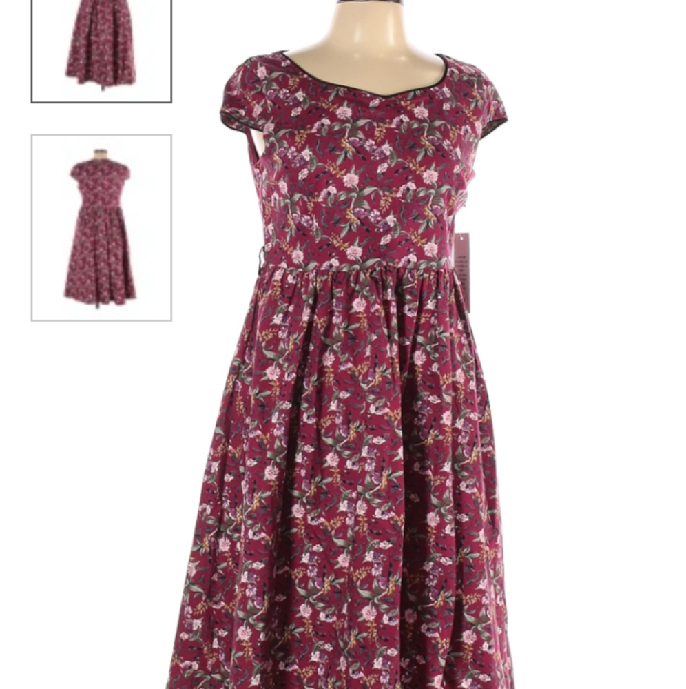 Lindy Bop maroon pink red floral dress